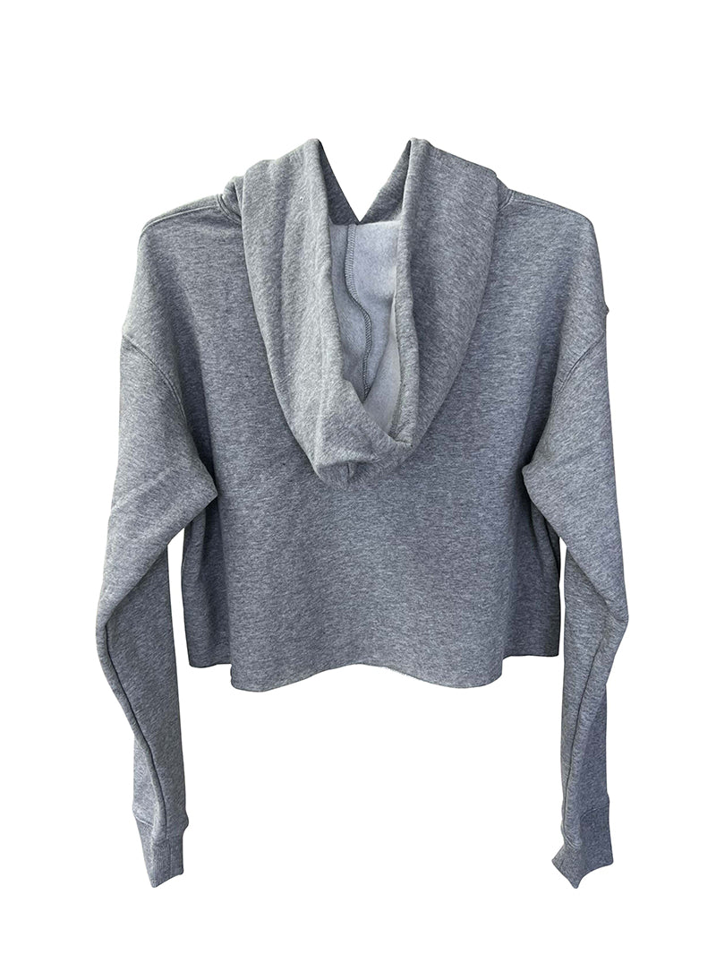 DQYD Cropped Hoodie Sweatshirt- Grey
