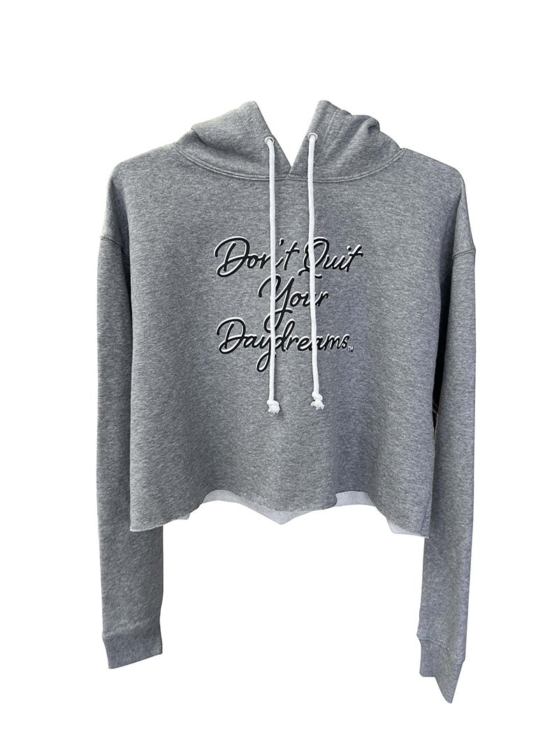 DQYD Cropped Hoodie Sweatshirt- Grey